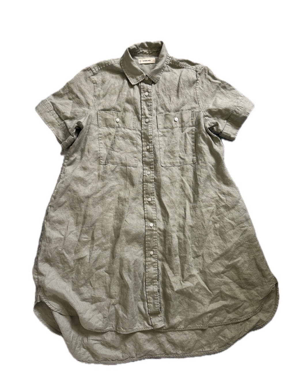 Everlane Oversized Linen Button-Front Midi Shirt Dress- S